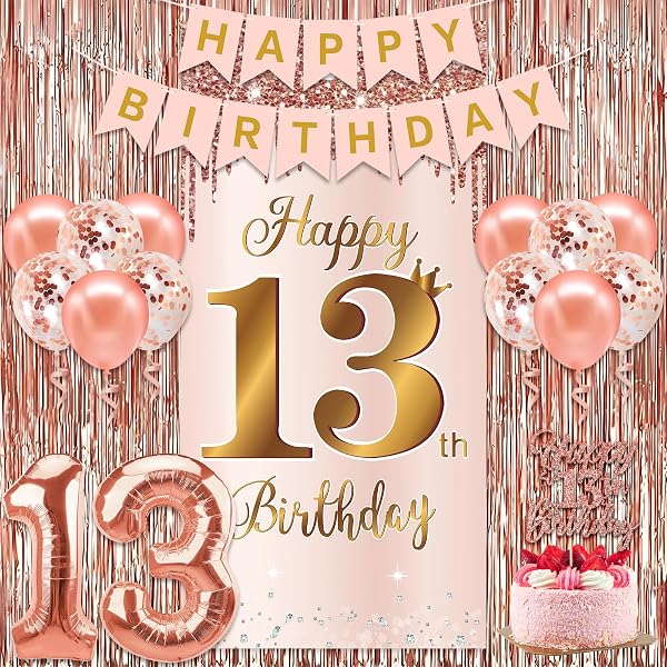 13 Years Loved Banner - Gold Glitzer Wimpelkette Für 13. Geburtstag, 1,2 M Breit, Vormontiert