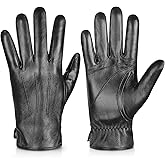 Alepo Genuine Sheepskin Leather Gloves for Men, Winter Warm Touchscreen Texting Cashmere Lined Driving Motorcycle Gloves