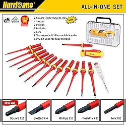 HURRICANE 1000V Insulated Screwdriver Set, 15pc