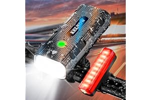 KELNOW Bike Lights for Night Riding, Super Bright 5800mAh 15.5H Runtime Aluminum Bicycle Light Front and 40H Runtime Tailligh
