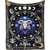 Homieblanket Aries Zodiac Blanket for Boys Girls, Secret Astrology Themed Design Printed Throw Blankets for Kids Lap, Chair Sofa, Warm Soft Cozy Blanket, 40