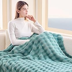NEWCOSPLAY Twin Blanket for Couch Light Teal Super