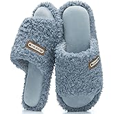 GOEWY Fuzzy Open-Toe Slippers for Women,Memory Foam Indoor and Outdoor Womens Slippers,Anti-Slip House Shoes Slip On Gifts for Women Her Mom