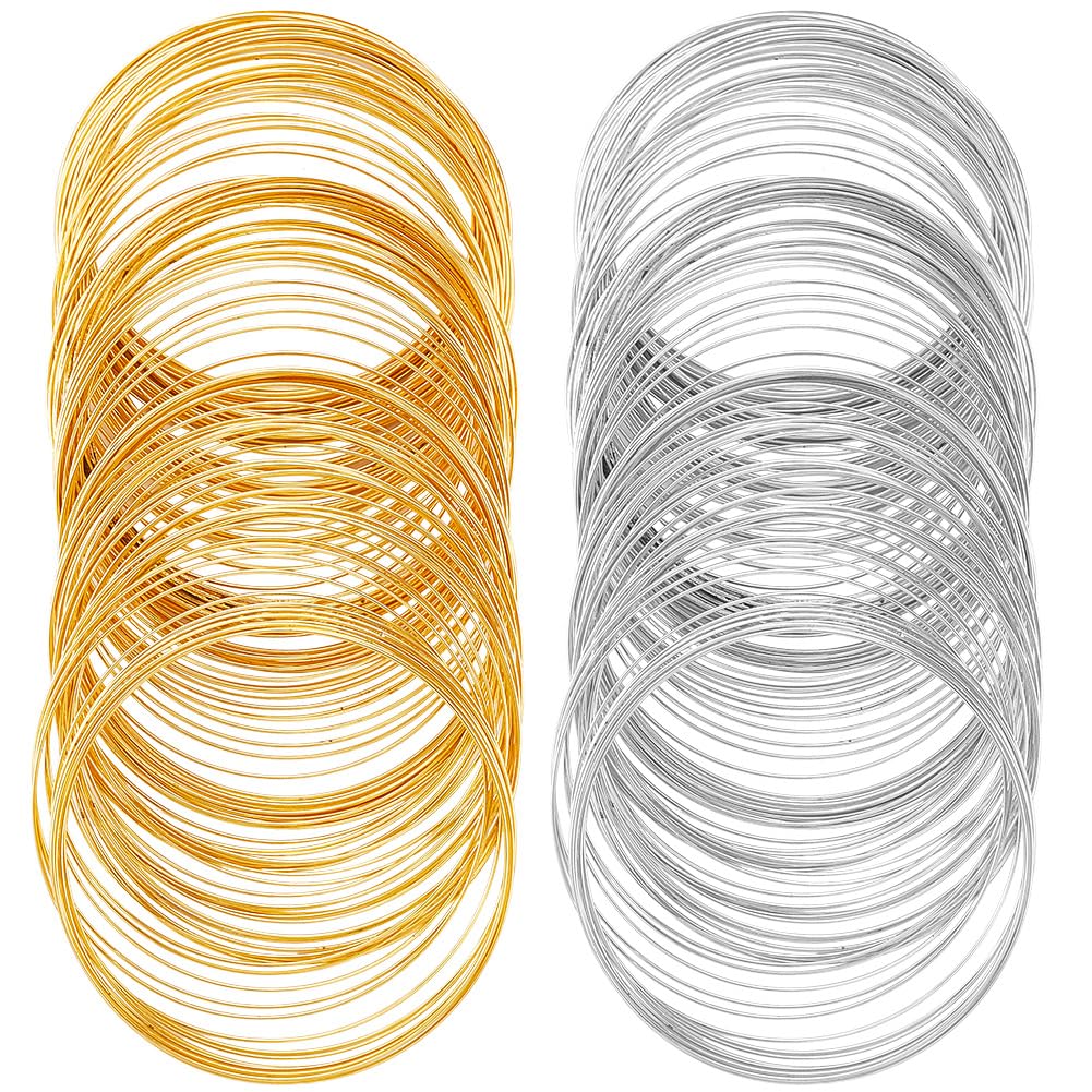 SOFPLATE 200 Loops Memory Wire Bracelet Bulk Gold Silver Steel Jewellery Making Supplies DIY Crafts Bracelets Rings Necklace Wrap Art Creations