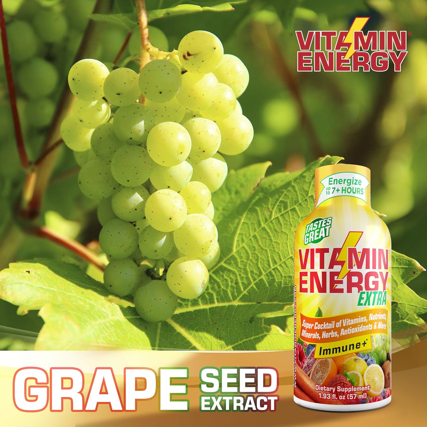 (12 Pack) VitaminEnergy™ Extra Immune+ Energy Shots, Last up to 7+ Hours. Citrus Energy Drink w/Vitamin Supplements Super Cocktail - Nutrients, Minerals, Herbs, Antioxidants Keto Drink, 1.93 fl oz ea: Health & Personal Care