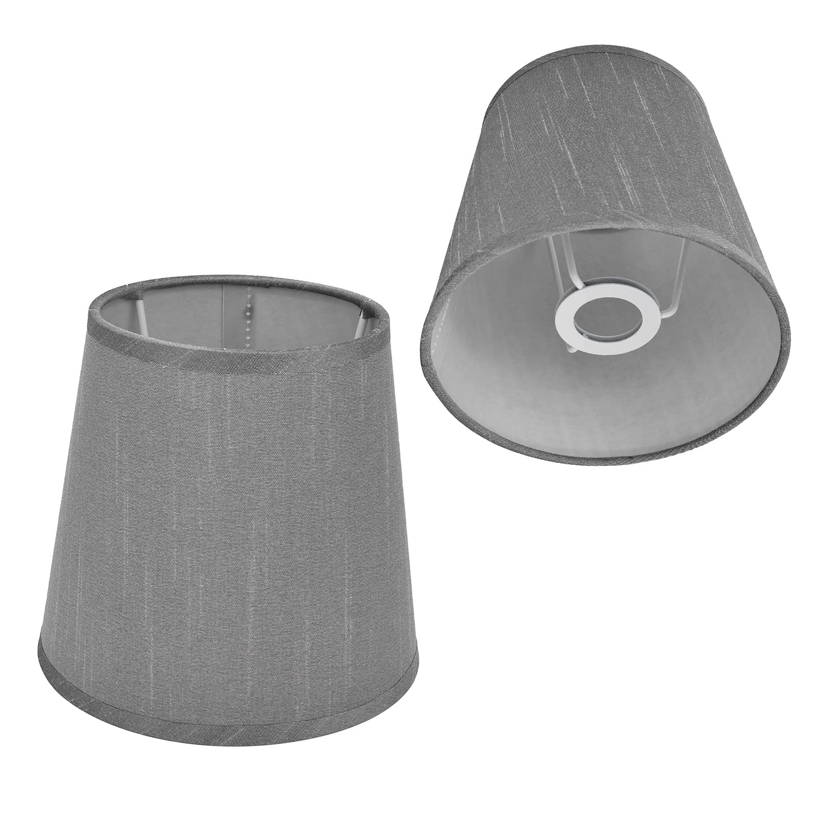 2 Pcs Lamp Shade, Grey Lampshade, 6" E14 Screw Fabric Light Shade, Candle Lampshades, Tapered Drum Light Shade for Table Lamps Floor Lamps Chandeliers Wall Lamps