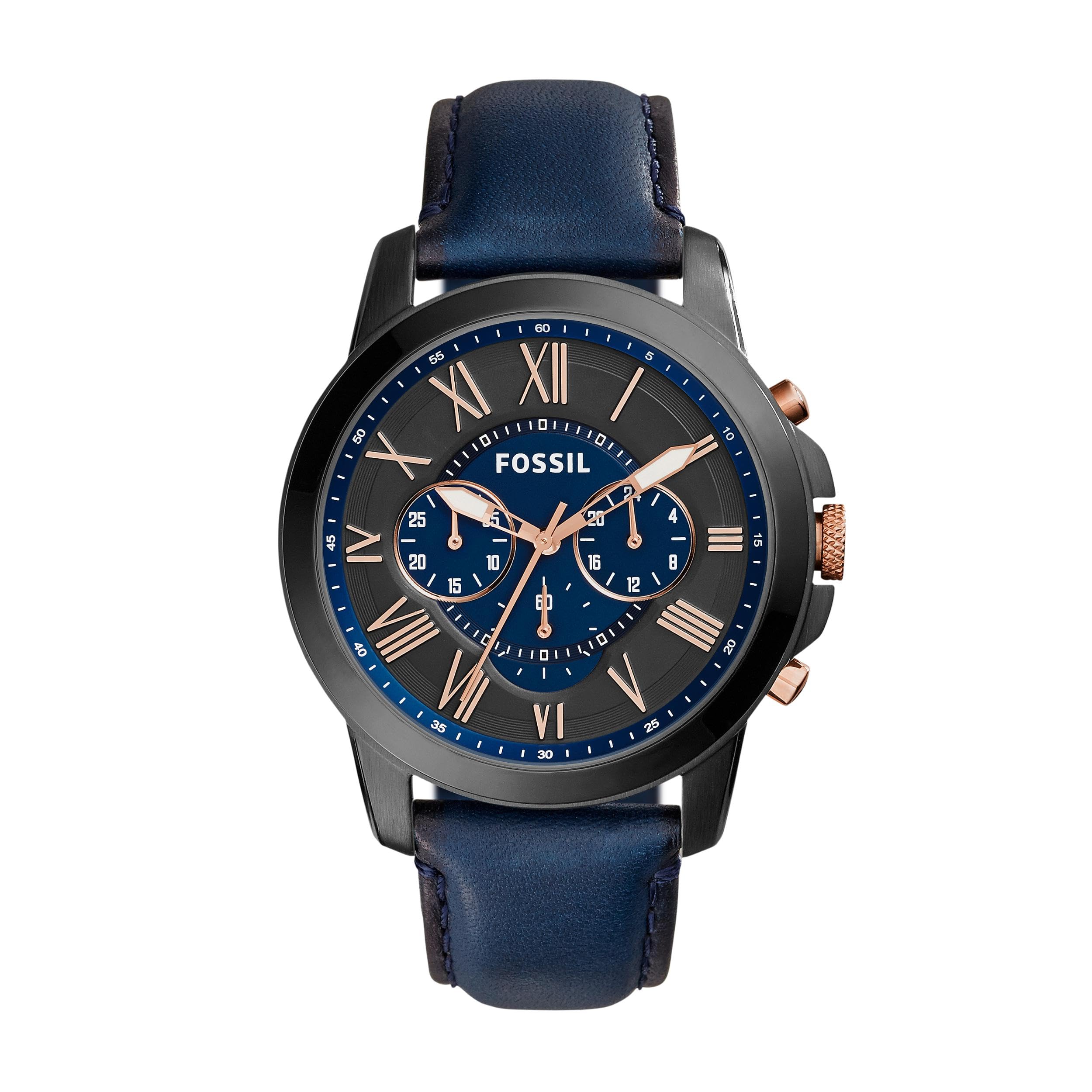 FOSSIL Grant Men's Quartz Watch with Black Dial and Blue Leather Strap FS5061 — image 1