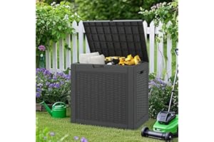NUNU LAB 31 Gallon Outdoor Storage Box Waterproof, Outside Package Delivery Deck Boxes with Lockable Lid, Backyard Storage Bin For Garden Tools, Patio Cushions Accessories, Black