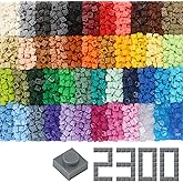 Feleph Basic 2300 Pieces Plate 1x1 Bricks 46 Colors Parts Building Play Blocks Set Toy Kids Classic Bricks Compatible with 3024 Accessories Kits