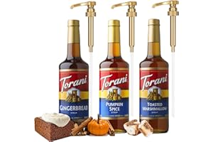 Winter Holiday Syrup 3 Pack, Gingerbread, Pumpkin Spice & Toasted Marshmallow, Italian Soda Flavors - With 3 Jimoco Pump Dispensers
