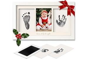 KEABABIES Inkless Hand and Footprint Kit, Boy, Girl, Newborn Keepsake - No Mess Ink Pad for Baby Handprint, Clean Touch Paw Print Kit for Dog Picture Frame,Personalized Baby Christmas Shower Gifts(Alpine White)