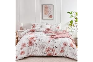 DESIHOM Pink Floral Duvet Cover King Size Cute Coquette Flower Duvet Covers Set 3 Pieces for Kids with Zipper Closure, Aesthetic Breathable King Comforter Quilt Cover Microfiber Bedding Set