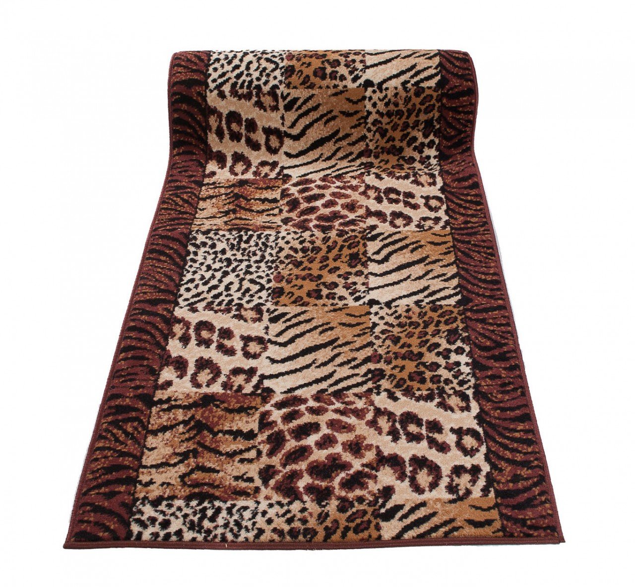 Hall rug cream bronw leopard and lines tiger