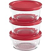 Pyrex 6-Piece 2-Cup Glass Food Storage Set with Lids, Clear, 6-Piece