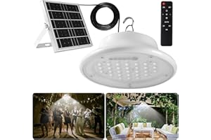 ABZXT Solar Pendant Light Shed Light Lighting Day and Night Auto Dusk to Dawn Solar Light Indoor and Outdoor with Remote Controlfor for Barn, Patio, Garden, Yard, Gazebo,Chicken Coop, Tent (1 Light)