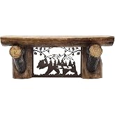 Top Brass Rustic Wooden Sawn Log Look Wall Shelf with Metal Bear Wilderness Art Scene - Unique Design - Cabin, Lodge Decor