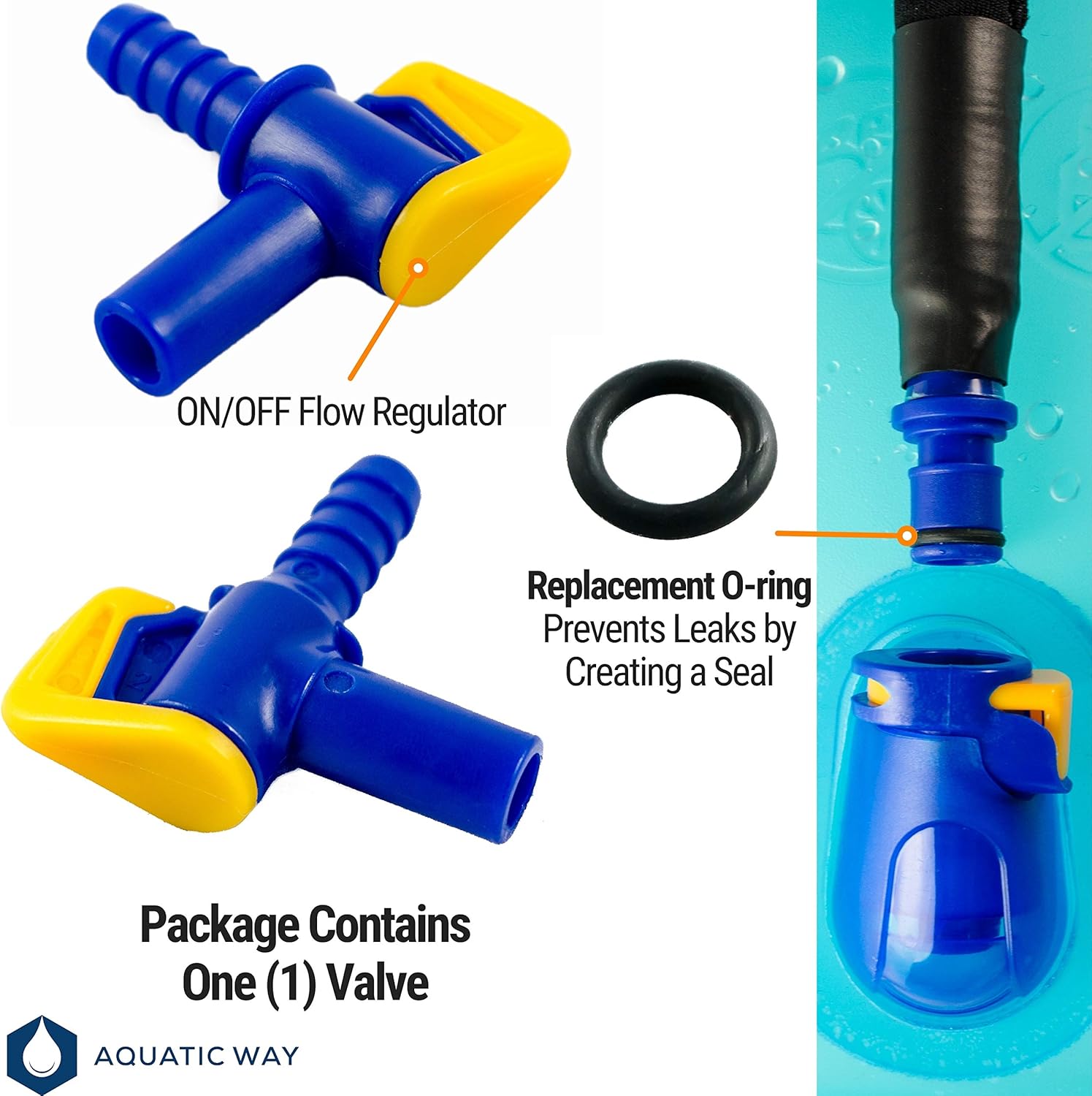 Aquatic Way Bite Valve Replacement Mouthpieces, Shutoff Valve, and Tube O-Ring Kit for Hydration Bladder and Water Backpack Bladder Reservoir Compatible with Most Brands: Sports & Outdoors