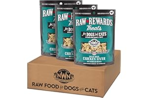 Northwest Naturals Raw Rewards Freeze-Dried Chicken Liver Treats for Dogs and Cats - Bite-Sized Pieces - Healthy, 1 Ingredient, Human Grade Pet Food, Natural, Proudly Made in USA, 3 Oz (Pack of 3)