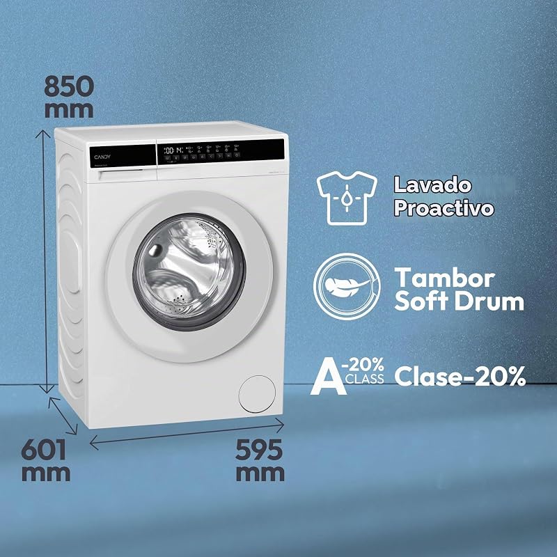 ProWash 100 EY 2108-S, Lavadora 10 KG, 1200 RPM, Display Digital con botones, Proactive Wash, 12 Programas, Motor Inverter, Inicio Diferido 24H, Bloqueo Infantil, Smart Spray, Silenciosa, Blanco