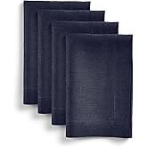 Solino Home Navy Blue Linen Napkins Set of 4-100% Pure Linen Cloth Washable Dinner Napkins 20 x 20 Inch for Winter, Mothers Day - Diana Medium Weight