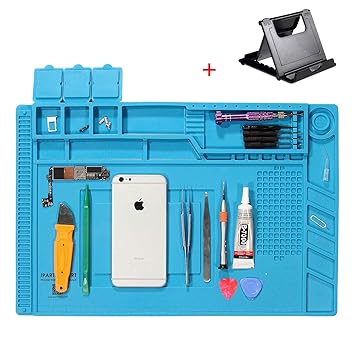 Silikon Antistatische Magnetische 500? Hitzebeständige Lötmatte mit 1 Pcs Handy Ständer, Reparatur Matte für Lötpistolen, Hei
