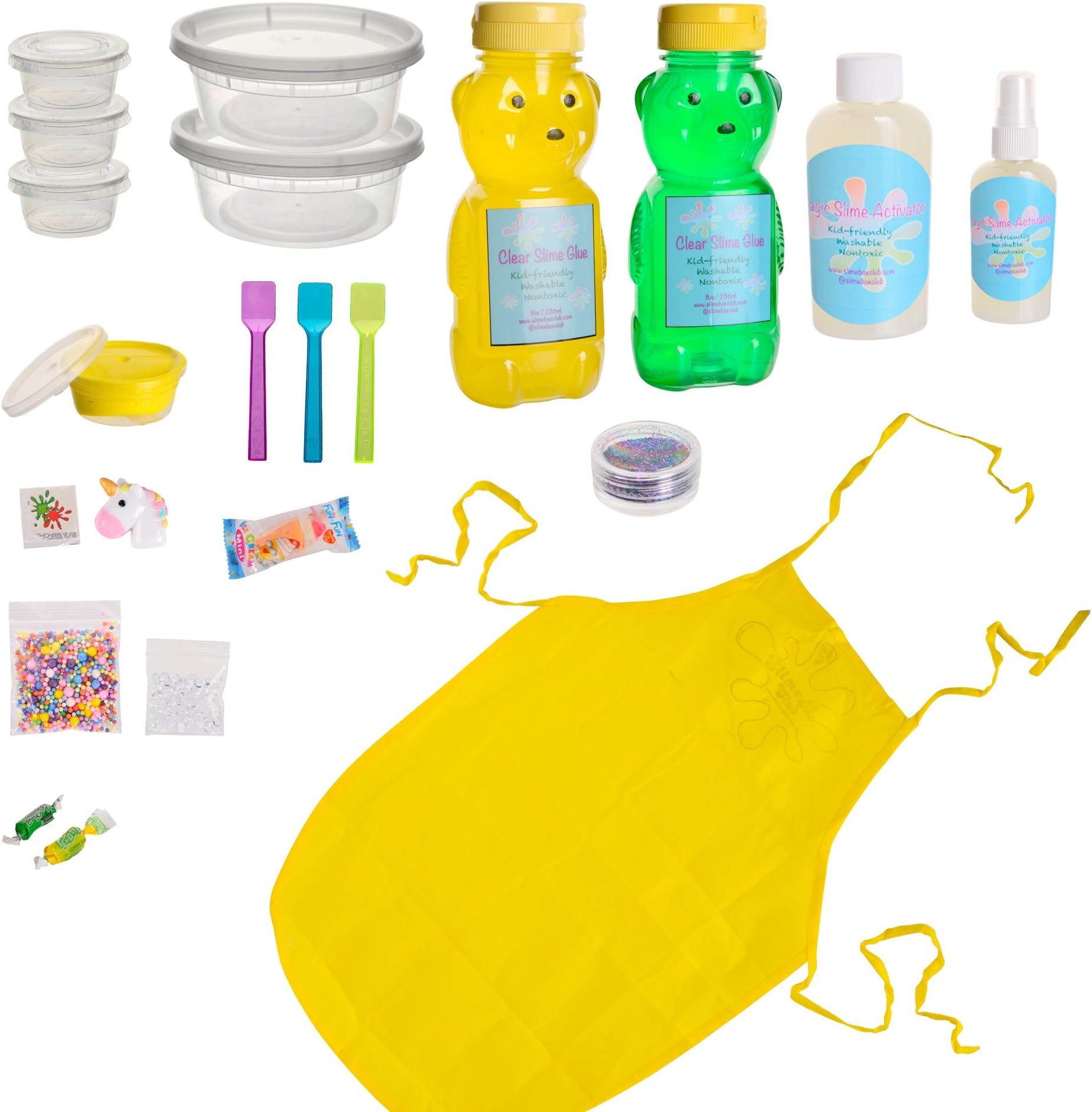 SLIME BEARS Slime Box Club DIY Kit - Colorful, Scented Homemade Slime Making Supplies with Glue, Activator, Foam Beads, Glitter & other Accessories for Boys & Girls - Non Toxic, Made in USA
