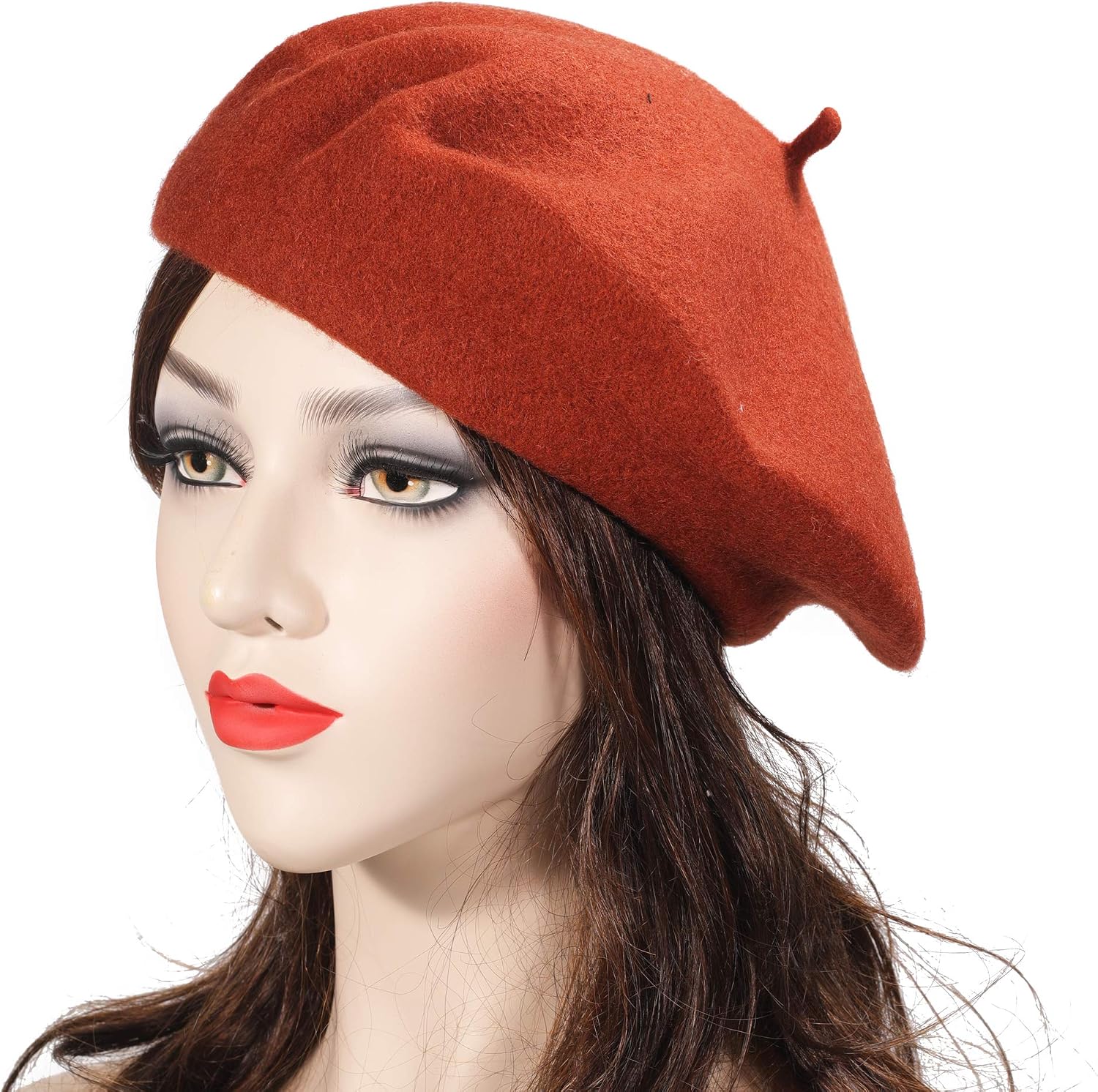 ZLYC Women's Classic French Artist Beret Beret, Rust, One Size - Image 4