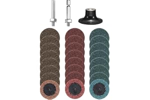 HARFINGTON 27pcs Quick Change Discs Set 2" Roll Lock Sanding Discs with 1/4" Shank Pad Holder Coarse/Medium/Fine Grit Surface