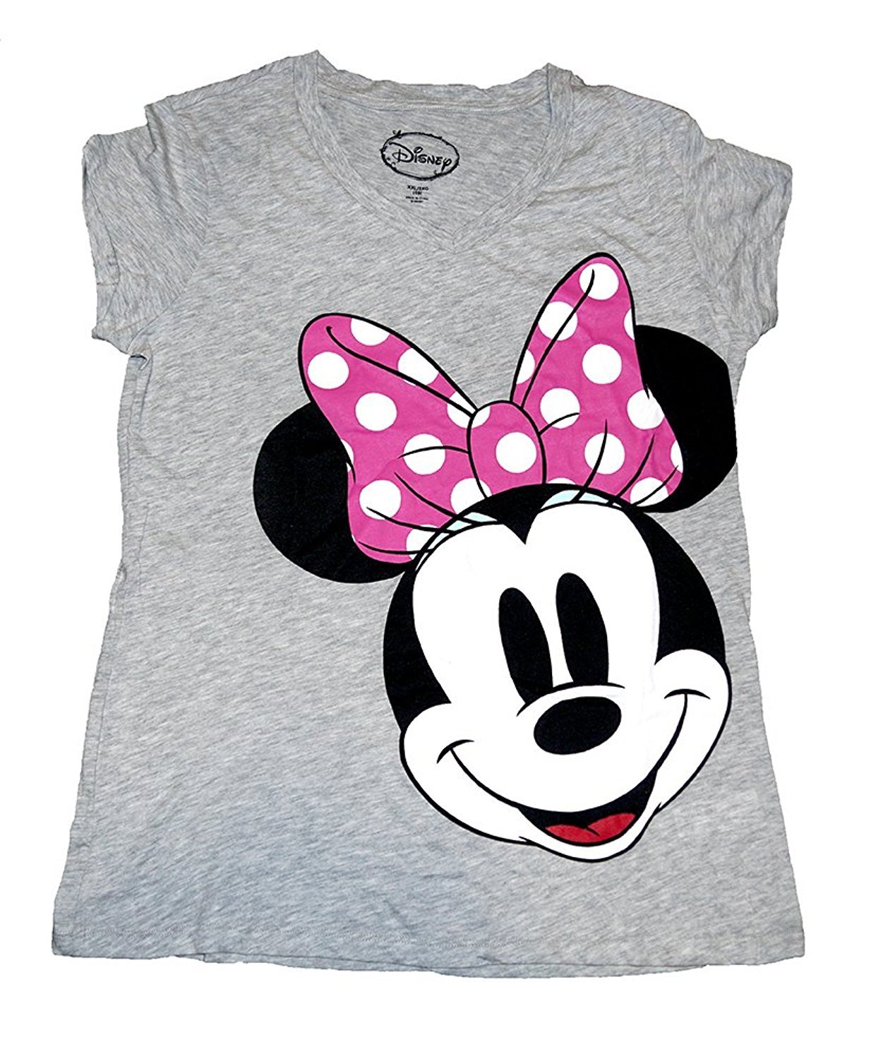 Disney Classic Minnie Mouse Big Smile Womens Pajama T Shirt Top - Grey