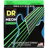 DR Handmade Strings NGE-9 Hi-Def Neon Green Electric Guitar Strings, Light (9-42)