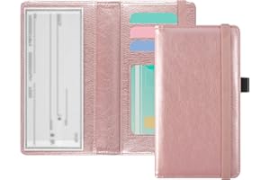 ACdream Checkbook Cover, Leather RFID Blocking Check Book Wallet, Protective Premium Business and Personal Duplicate Checks Holder, with Credit Card Slot for Women Men
