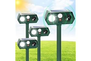 JAHY2TECH 4Pcs Ultrasonic Animal Repellent Outdoor Solar Animal Repeller with Motion Sensor & LED Strobe Light Cat Repellent Outdoor Deer Repellent Devices Waterproof to Repel Dog Skunk Repellent for Yard Farm