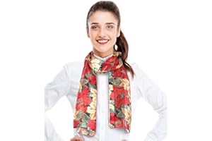 CBC Crown Christmas Scarf - Christmas Theme Candycane, Poinsettia Scarf Accessories, 13" x 60" Inches, Made In Korea