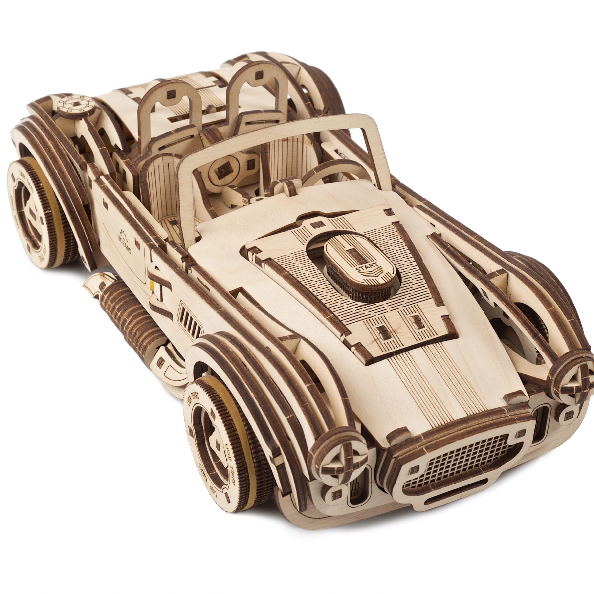 UGEARS Drift Cobra Racing Car 3D Puzzle - 3D Wooden Puzzles for Adults, Vintage Wooden Model Kits for Adults to Build Racing Car Model Building Kits, DIY Craft Kit