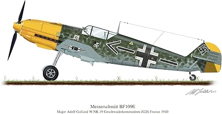 Profil Artwork Messerschmitt Bf109e Avion Allemand Vintage 1940 Adolph Galland A5 Photo Imprimee Sur Papier Brillant Signee De La Seconde Guerre Mondiale Amazon Fr Cuisine Maison