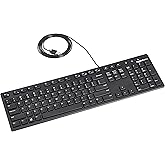 Amazon Basics Low-Profile Wired USB Keyboard with US Layout (QWERTY), Matte Black