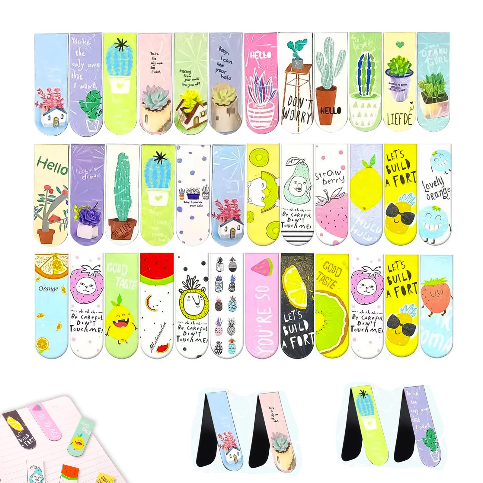 PMELCXD Magnetic Bookmarks, 36 PCS Bookmark - Colorful Magnet Page Markers for Kids & Adults,Vibrant Magnetic Bookmarks Set - Durable & Easy to Use, Ideal for School, Reading, and Stationery