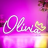 Large Olivia Name Neon Sign, Pink Decoration Dimmable Light for Bedroom, Kids Room, Living Room, Birthday Party Decoration, Neon Sign Gift, Name Decor for Girl, Size 16 * 7.7 inches