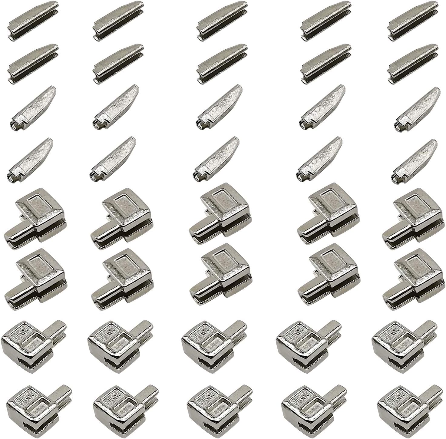 20 Sets Size 5 Metal Zipper Latch Slider Retainer Insertion
