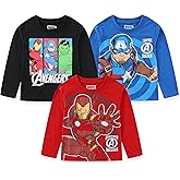 Marvel Avengers Iron Man Captain America Hulk Boys Long Sleeve Shirt 3 Pack for Toddler and Big Kids