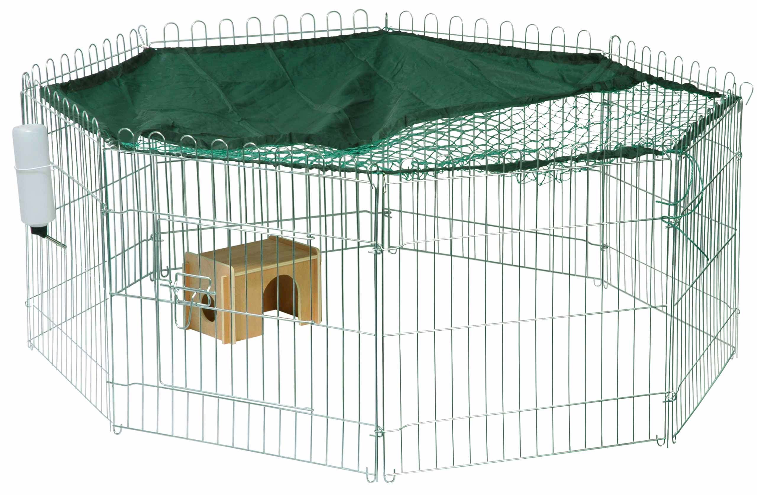 dobar 80606 Large Metal Outdoor Run Including Safety Net/Sun Protection/Shelter/Water Bottle Diameter 130 cm 112 x 112 x 56 cm
