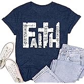 SUWATOIN Womens Faith Shirts Christian Cross T-Shirts Bible Verse Blessed Letter Printed Tees Inspirational Tops