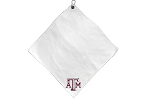 Team Golf NCAA NCAA Microfiber Towel - 15" X 15" (White) with Carabiner Clip, Premium Microfiber with Deep Waffle Pockets- Superior Water Absorption and Quick Dry Golf Cleaning Towel