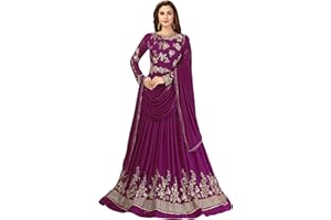 TRENDMALLS Women's Georgette Embroidery Anarkali Suit Set Indian Pakistani Wedding Ethnic Dress