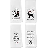 Geqtt Labrador Retriever Dish Towels Set - Black Lab Gifts Kitchen Towels, Labrador Retriever Gifts Hand Towel, Black Lab Tea Towel (16×24 Inches Set of 4)
