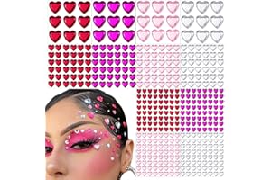 LAPOHI 436 Piece Heart Rhinestone Stickers - Acrylic Heart Gems, Flat-Back Crystal Stickers for Body, Halloween Eye Makeup & Wedding Decor