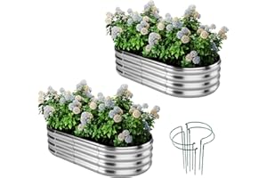 ZFHGARDEN Galvanized Metal Planter Raised Garden Bed Kit for Gardening Outdoor，4x2x1ft 2 Planter Grow Garden Box Raised Flower Bed，Long Vegetable Clearance Herb Raised Garden Beds for Gardening Metal
