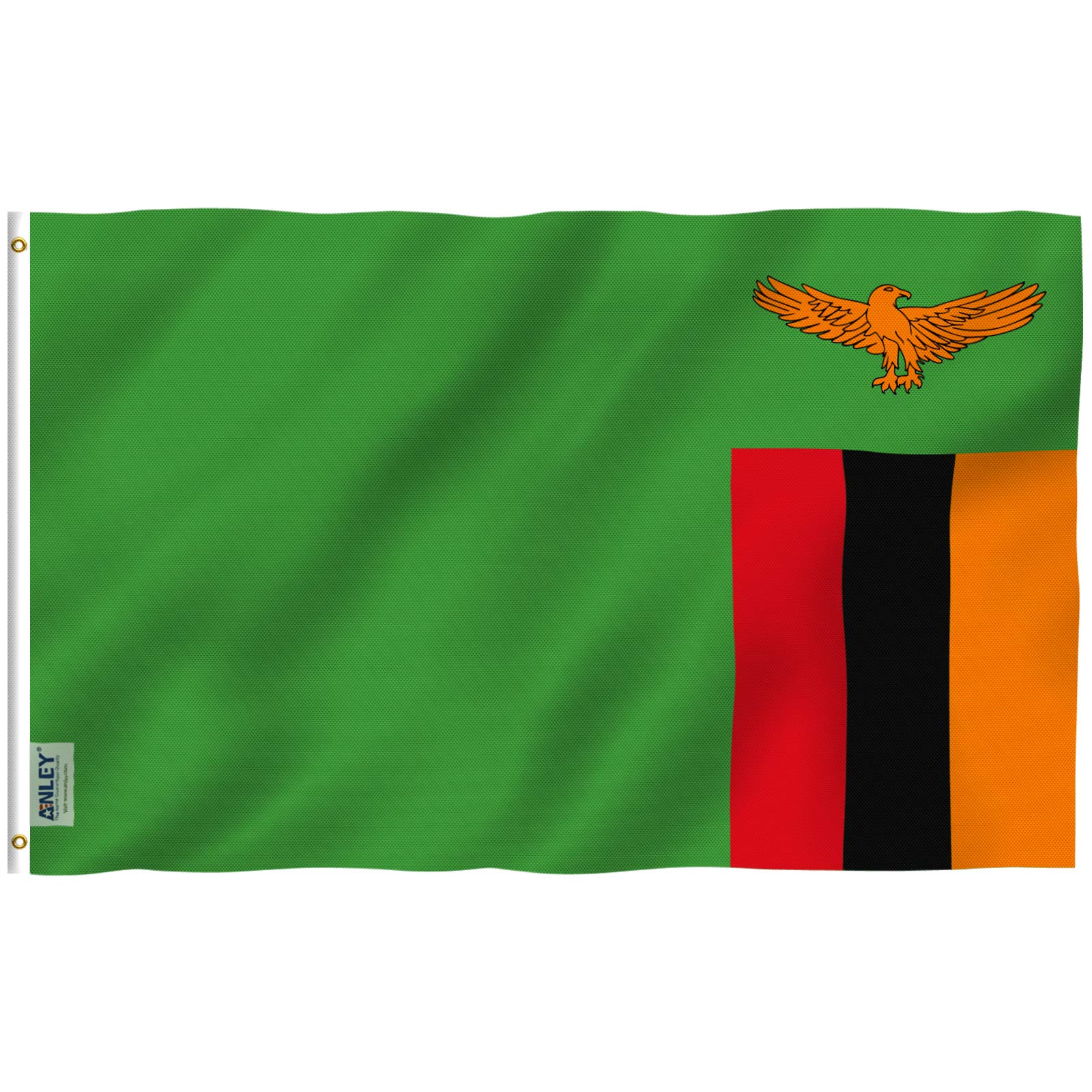 ANLEY Fly Breeze 3x5 Feet Zambia flag - Vivid Color and UV Fade Resistant - Canvas Header and Double Stitched - Zambian Flags Polyester with Brass Grommets 3 X 5 Ft