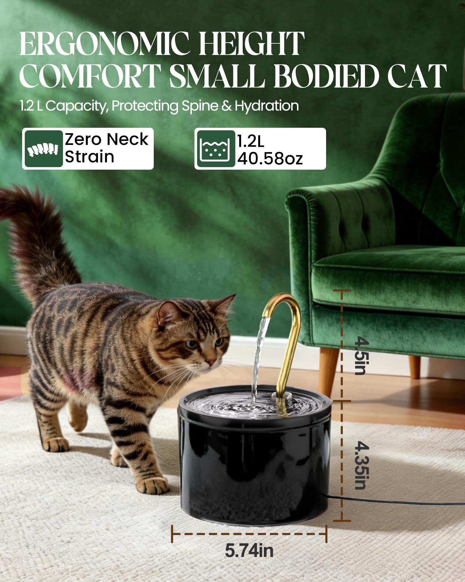 Condition photo showing As Is for tomxcute ceramic cat water fountain: 1.2l/40oz compact bpa-free all ceramic body-pure copper water s