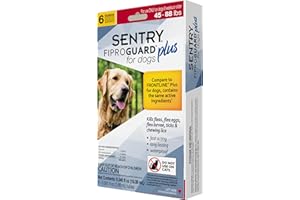 SENTRY Fiproguard Plus for Dogs, Flea and Tick Prevention for Dogs (45-88 Pounds), Includes 6 Month Supply of Topical Flea Treatments